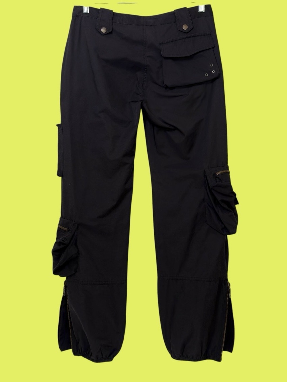90s Sharagano Black Baggy Cargo Pants S Y2K CyberPunk Techwear Goth Tactical - Picture 6 of 13